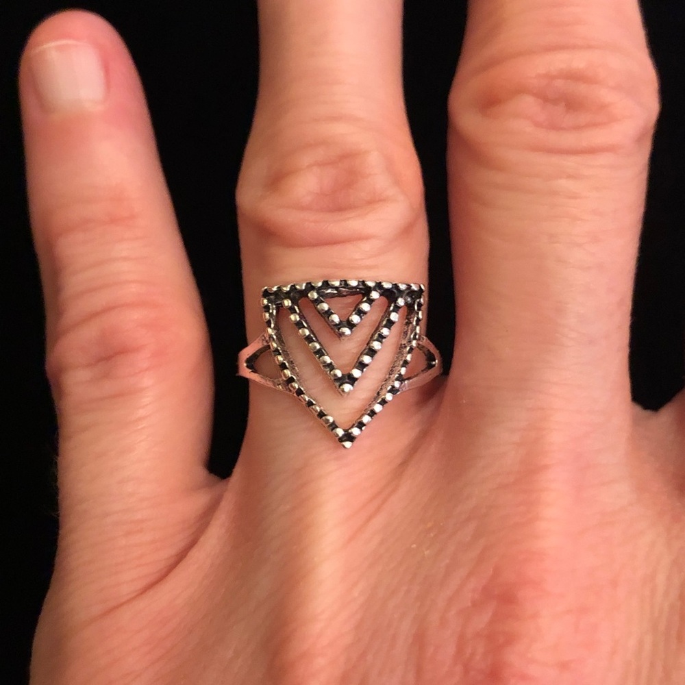 Silver Chevron Ring
